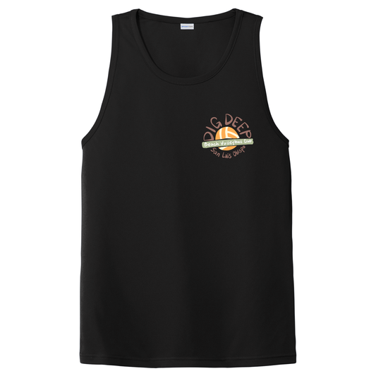 Men's Dri Fit Dig Deep Volleyball Circle Logo Tank - Black