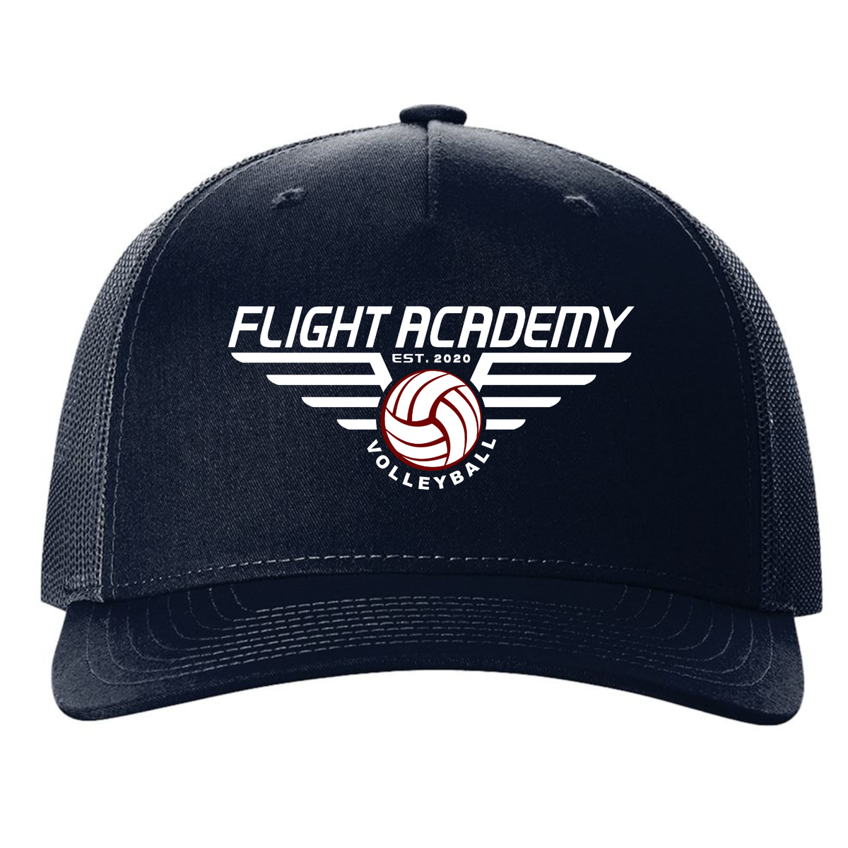 Flight Academy Richardson White/Maroon Logo 5 Panel Trucker - Navy