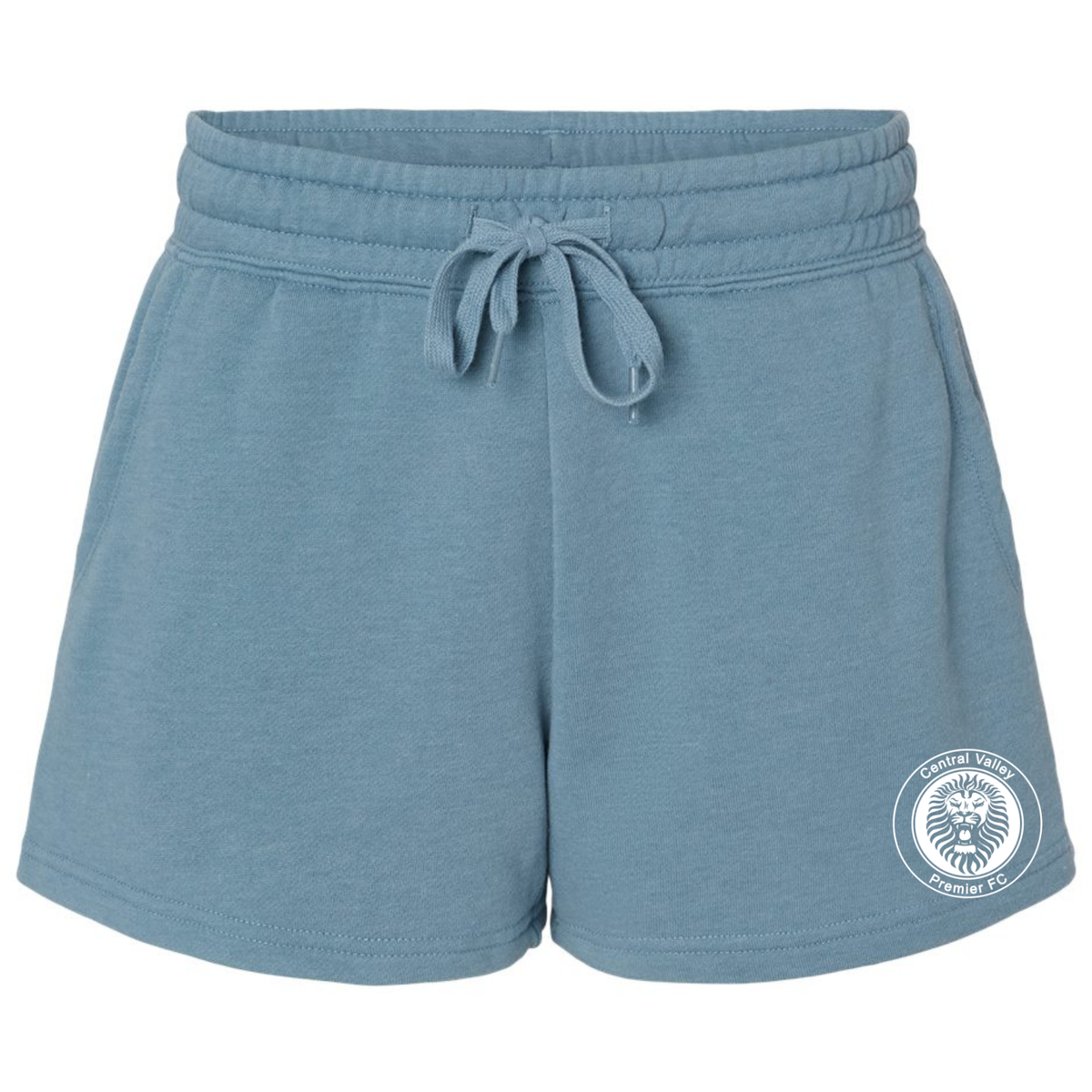 Women's CVP Lightweight Fleece Shorts White Logo - Misty Blue