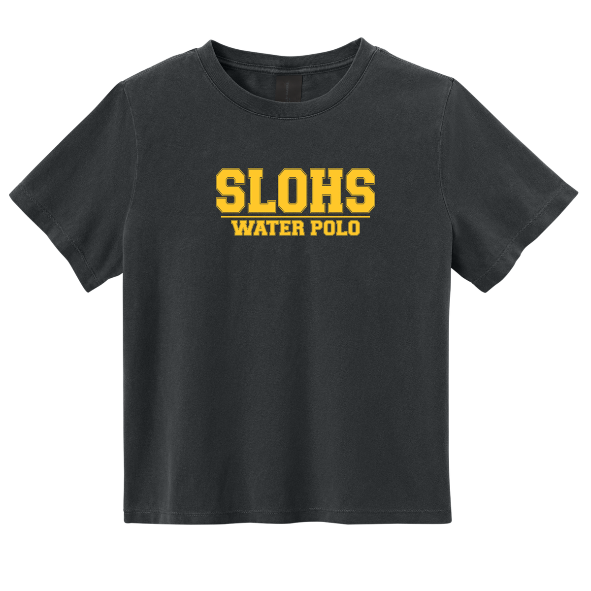 Women's Heavyweight SLOHS Polo Garment Dyed Tee - Washed Black (Copy)