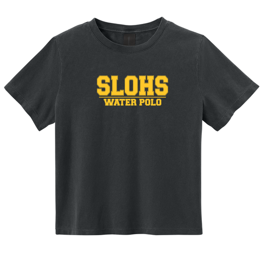 Women's Heavyweight SLOHS Polo Garment Dyed Tee - Washed Black