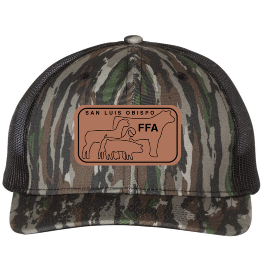 SLO FFA Leather Patch Richardson Trucker Hat - Realtree Original/ Black