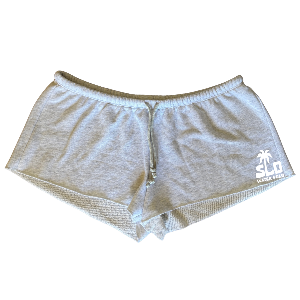 Women's SLO Polo White Palm Tree Low Rise French Terry Shorts - Heather Grey