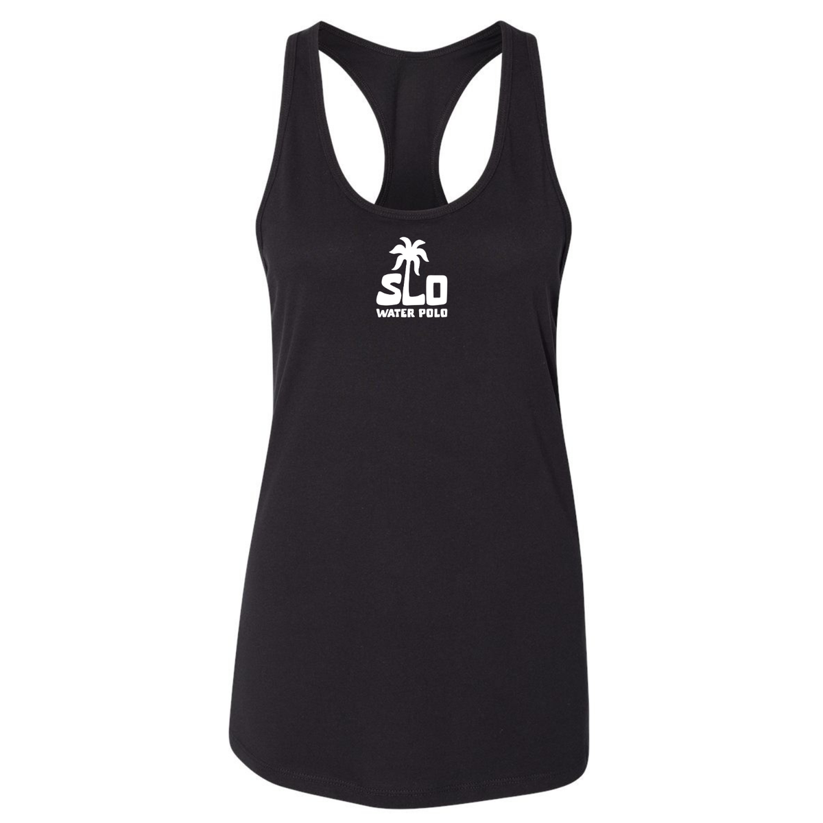 Women's SLO Polo White Palm Tree Jersey Racerback Tank - Black