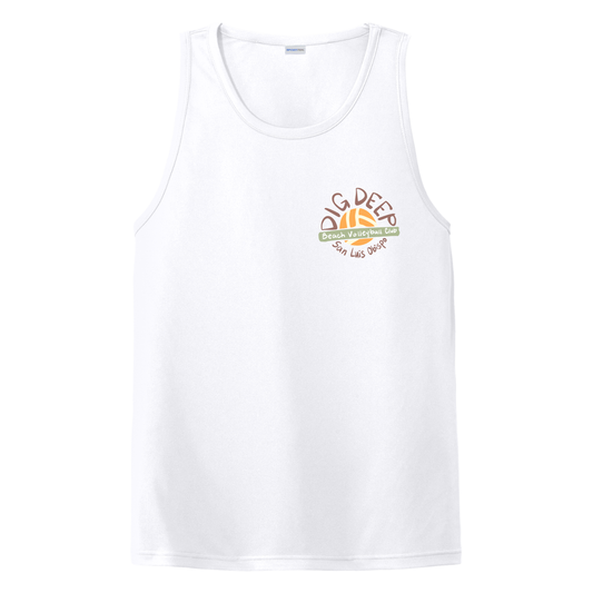 Men's Dri Fit Dig Deep Volleyball Circle Logo Tank - White