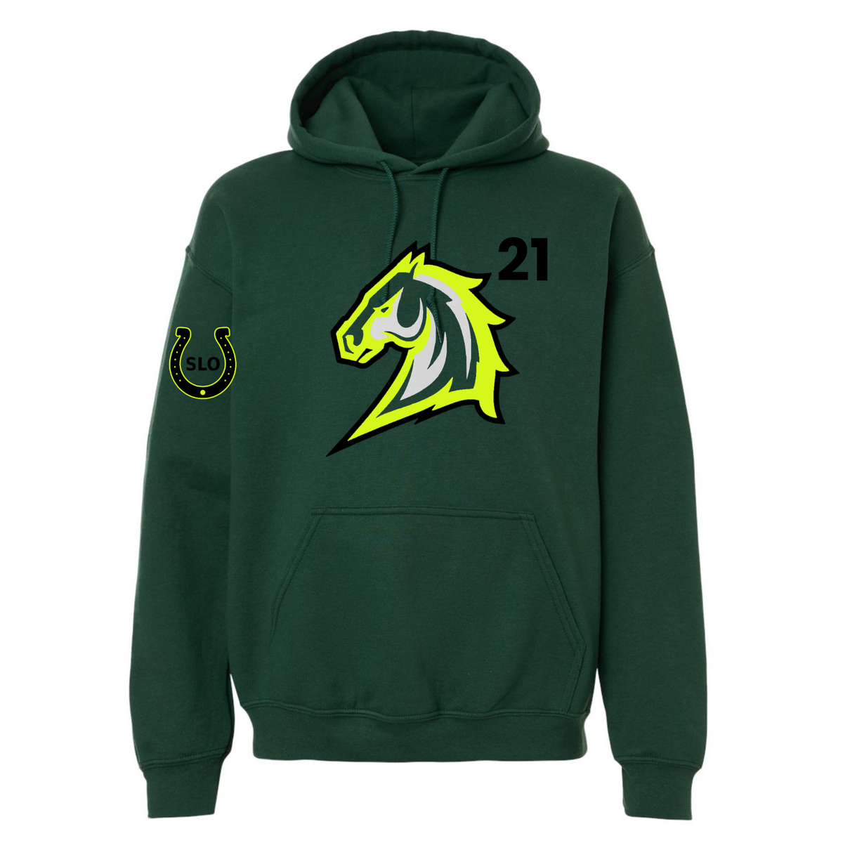 Custom Player Number Neon Logo Hoodie - Fan Dark Green