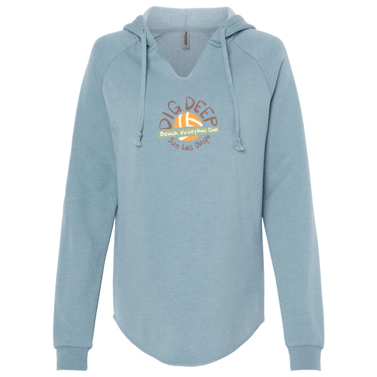 Women's Light Weight Hooded Sweatshirt Circle Logo - Misty Blue