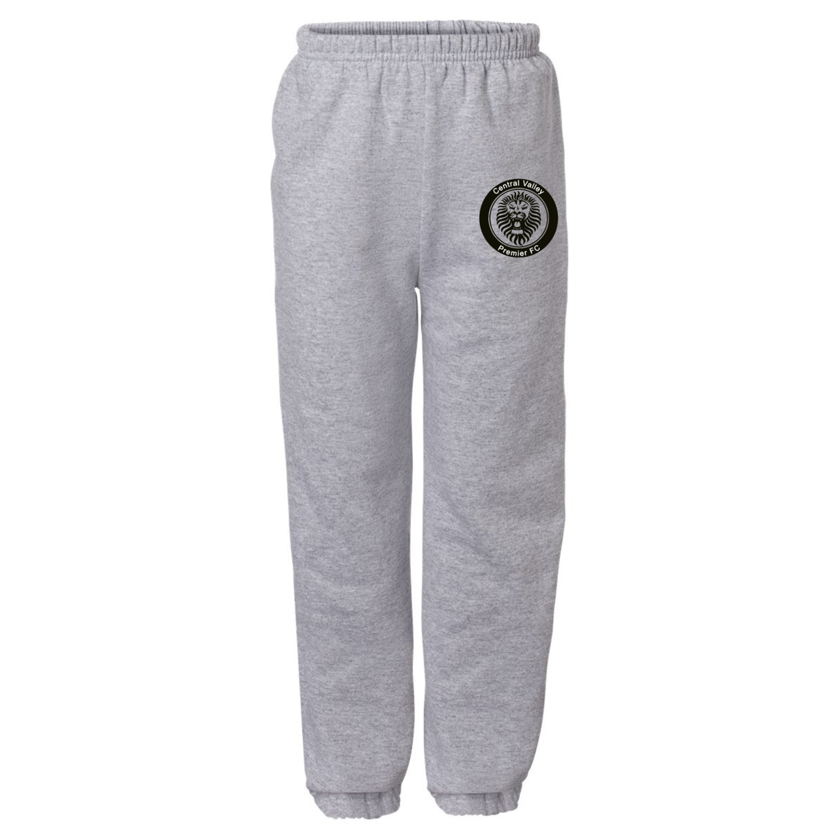 YOUTH Cuffed Bottom Sweatpants Black Logo - Sports Grey