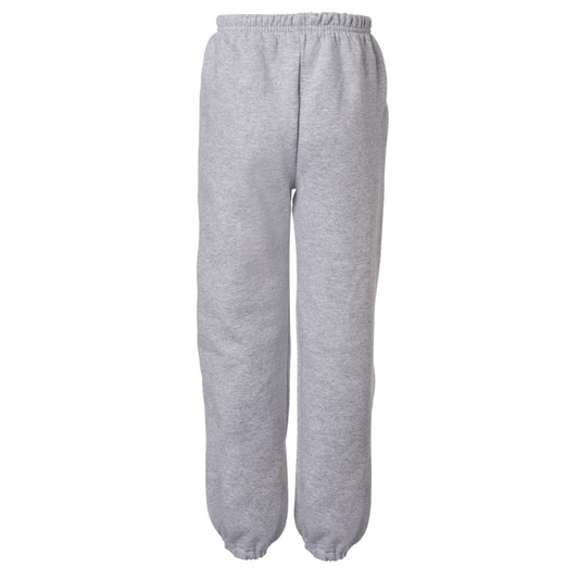 YOUTH Cuffed Bottom Sweatpants Black Logo - Sports Grey