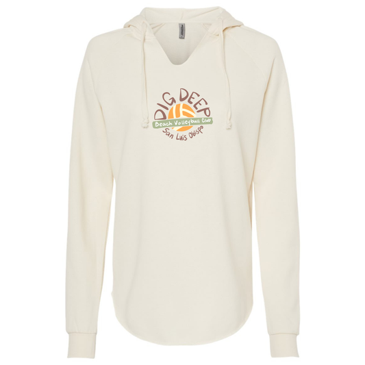 Women's Light Weight Hooded Sweatshirt Circle Logo - Bone