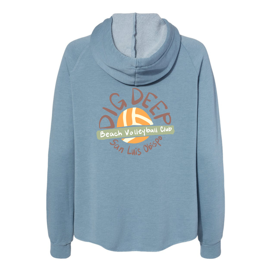 Women's Light Weight Hooded Sweatshirt Circle Logo - Misty Blue