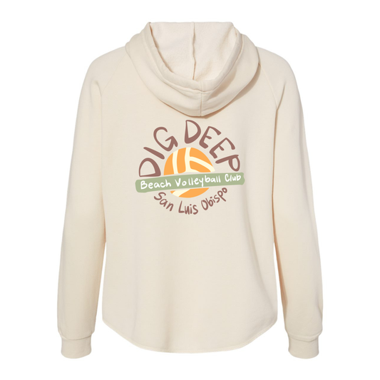 Women's Light Weight Hooded Sweatshirt Circle Logo - Bone