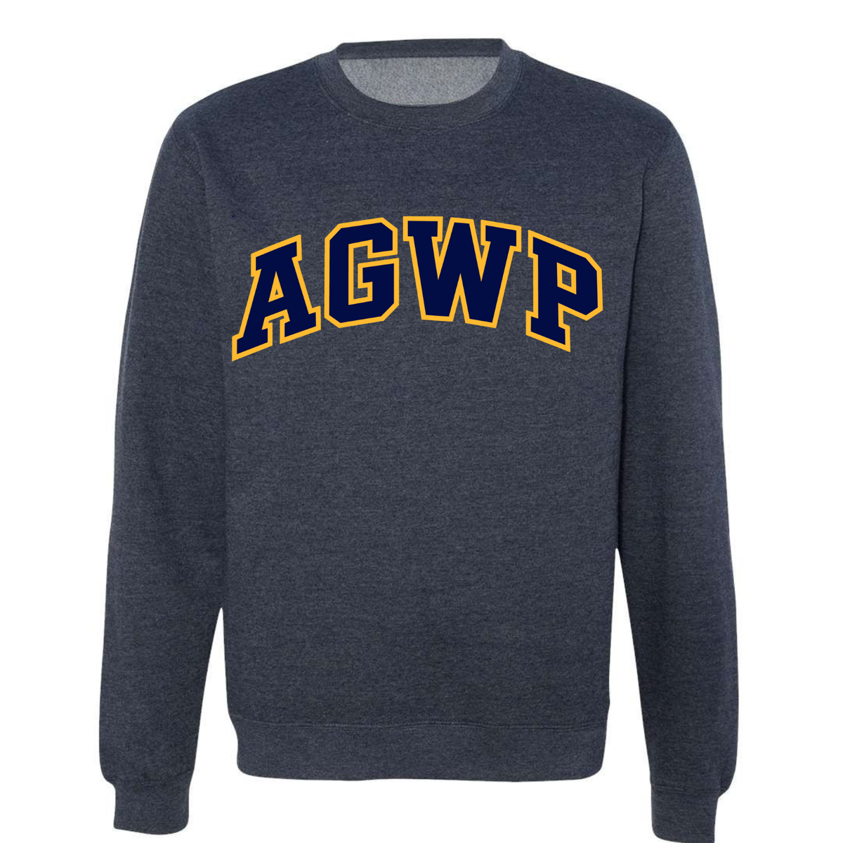 Unisex Midweight Crewneck Sweatshirt AGWP Blue Logo- Classic Navy Heather