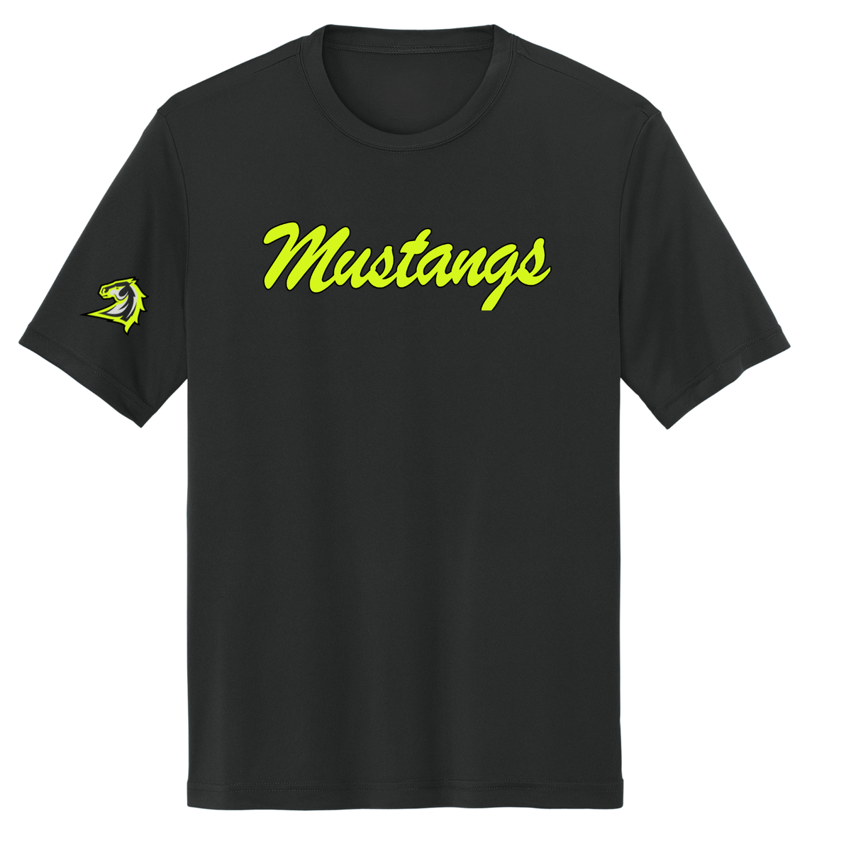 Mustangs Neon Cursive Logo Dri Fit Tee - Black