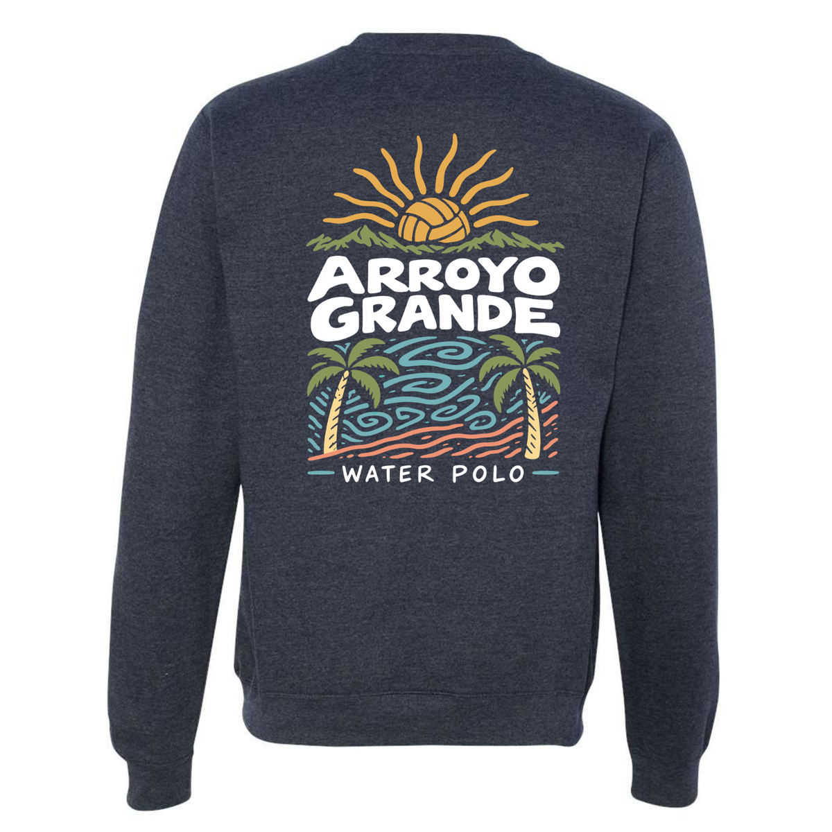 Unisex Midweight Crewneck Sweatshirt AGWP Polo Ball Sun- Classic Navy Heather