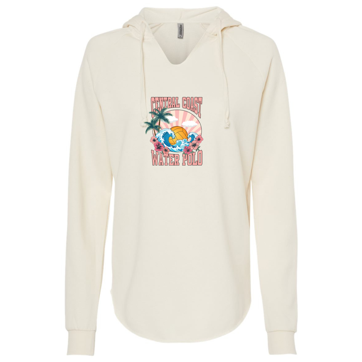 Women's Light Weight Hooded Sweatshirt Hibiscus Logo - Bone