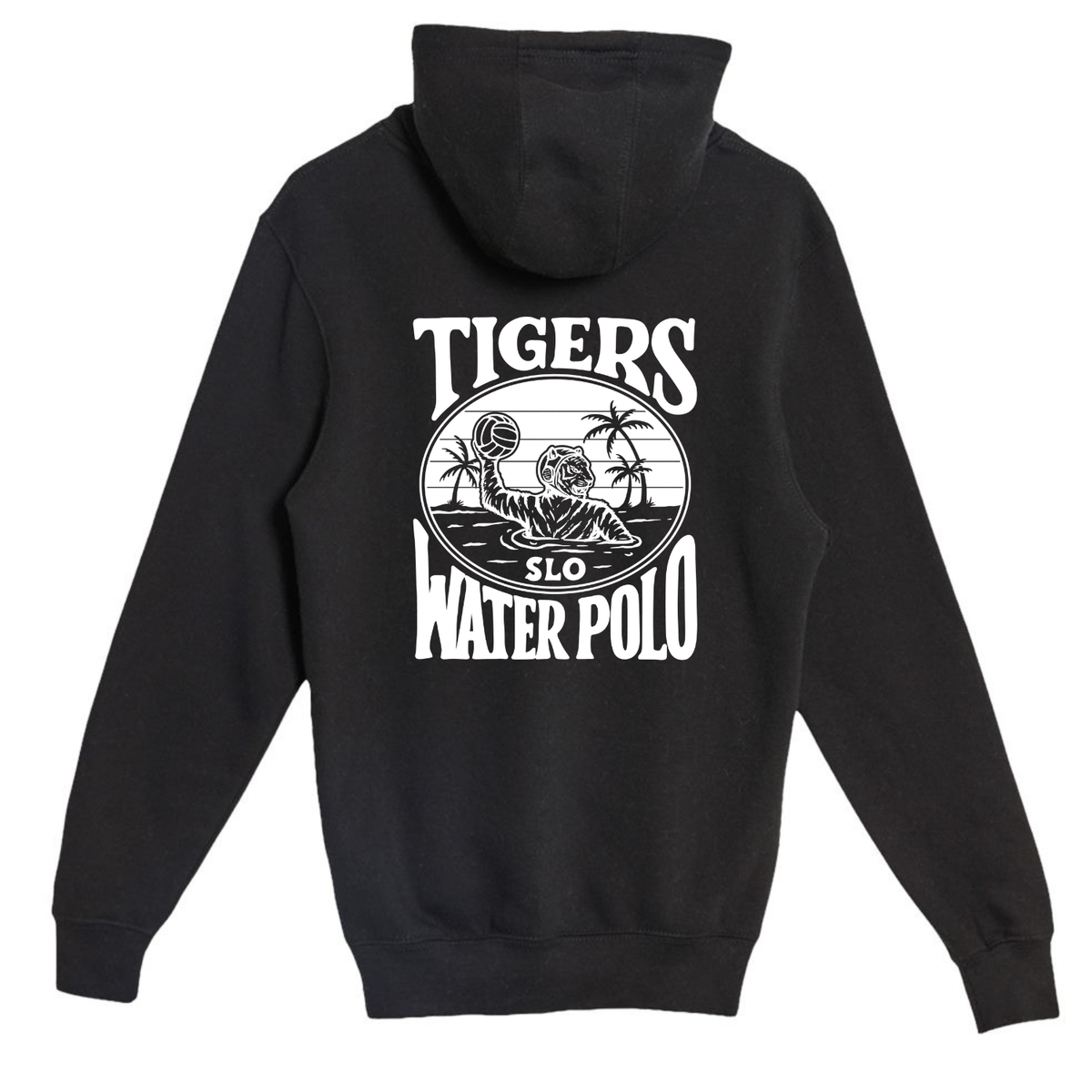 SLO Polo Tiger (white ink) Hoodie - Black