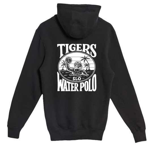 SLO Polo Tiger (white ink) Hoodie - Black