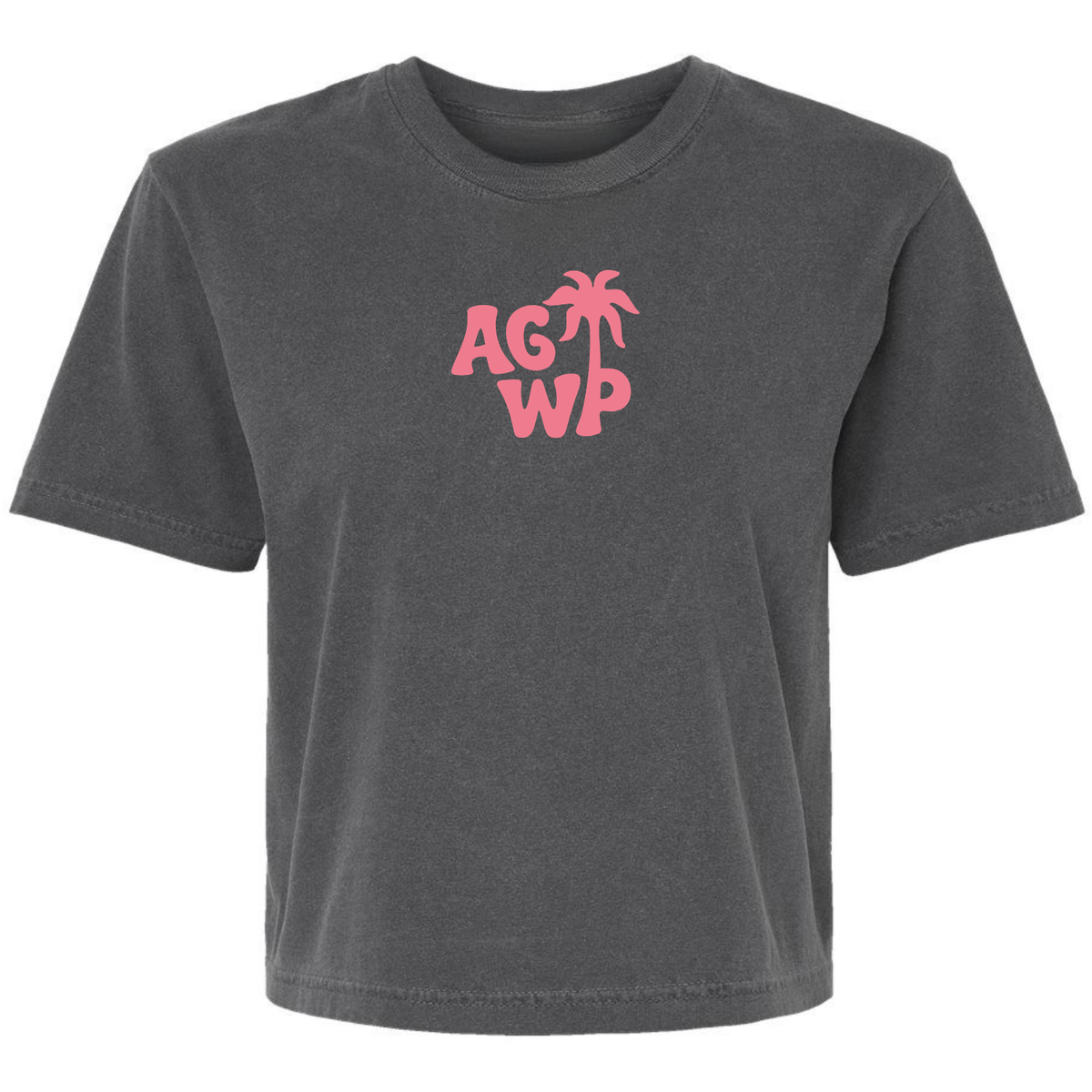 Women's Heavyweight Boxy Tee AGWP Pink Palm Tree Garment Dyed - Pepper