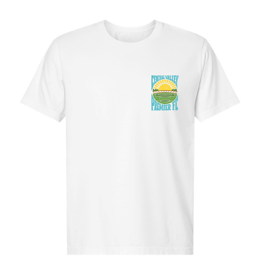Unisex CVP Heavyweight Garment-Dyed Tee Sunset Logo - White