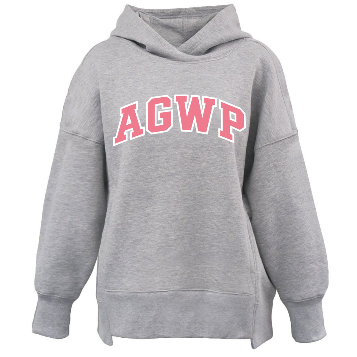 Women's Oversized Hoodie AGWP Pink Logo - Grey