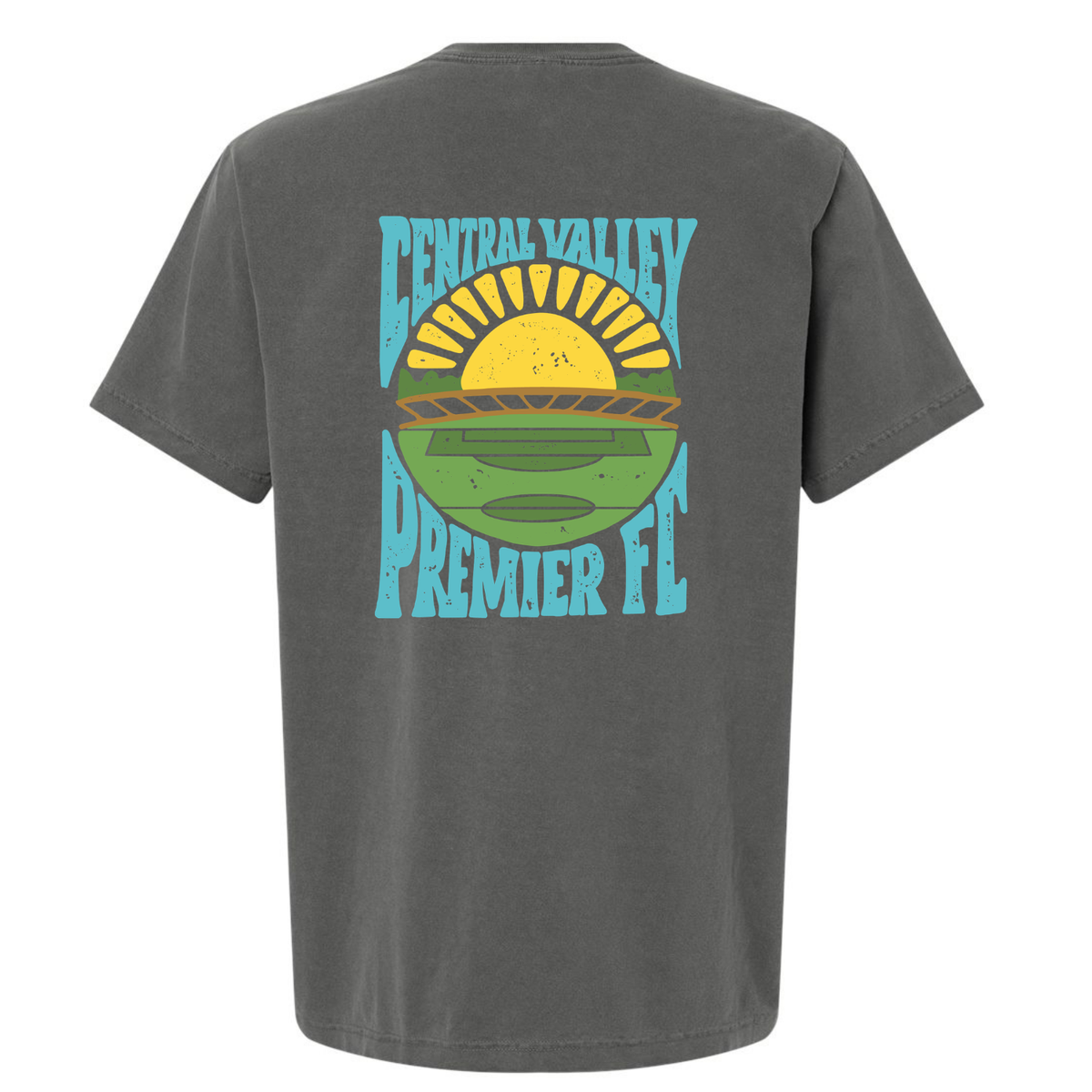 Unisex CVP Heavyweight Garment-Dyed Tee Sunset Logo - Washed Charcoal