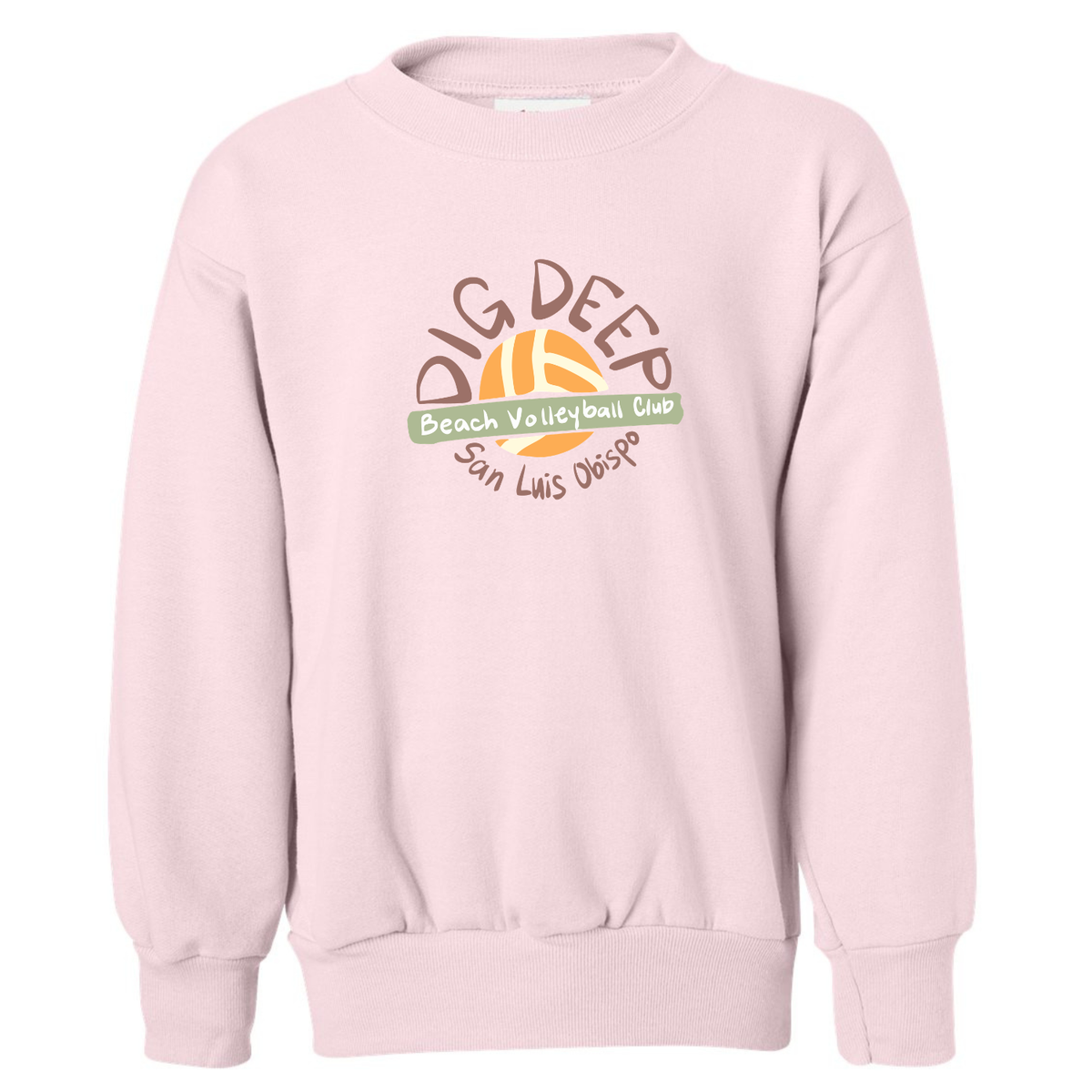 YOUTH Dig Deep Circle Logo Crewneck - Pale Pink