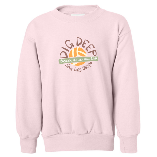 YOUTH Dig Deep Circle Logo Crewneck - Pale Pink