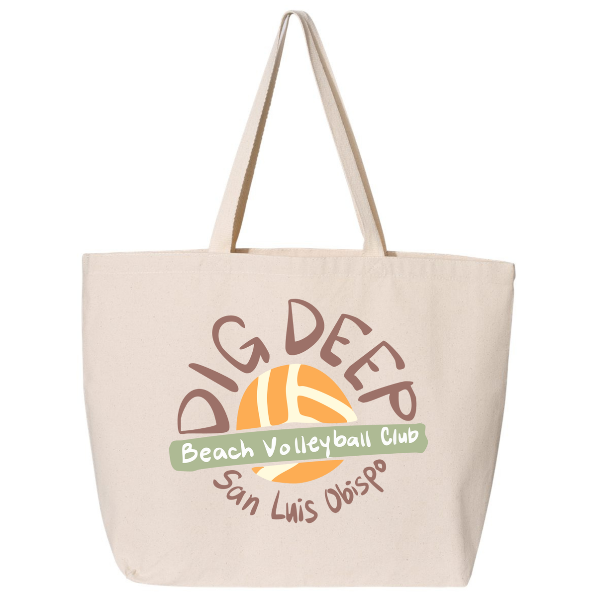 Dig Deep  Beach Volleyball Circle Logo Tote Bag