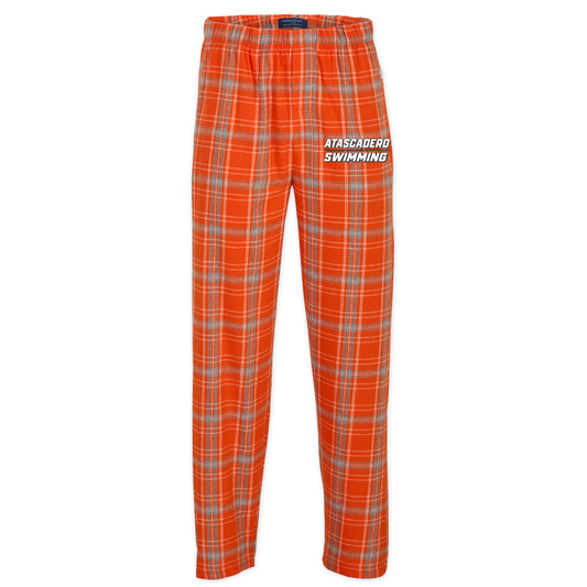 Men's AHS Swim Classic Logo Plaid Flannel Pants - Burnt Orange/Grey