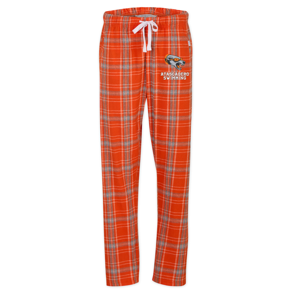 Women's AHS Swim Race Hound Logo Plaid Flannel Pants - Burnt Orange/Grey