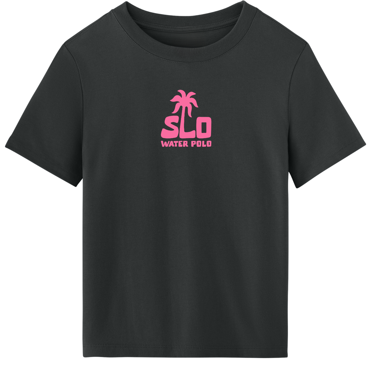 SLO Polo Pink Palm Women's 6 oz. Garment Dyed Heavyweight Tee - Black