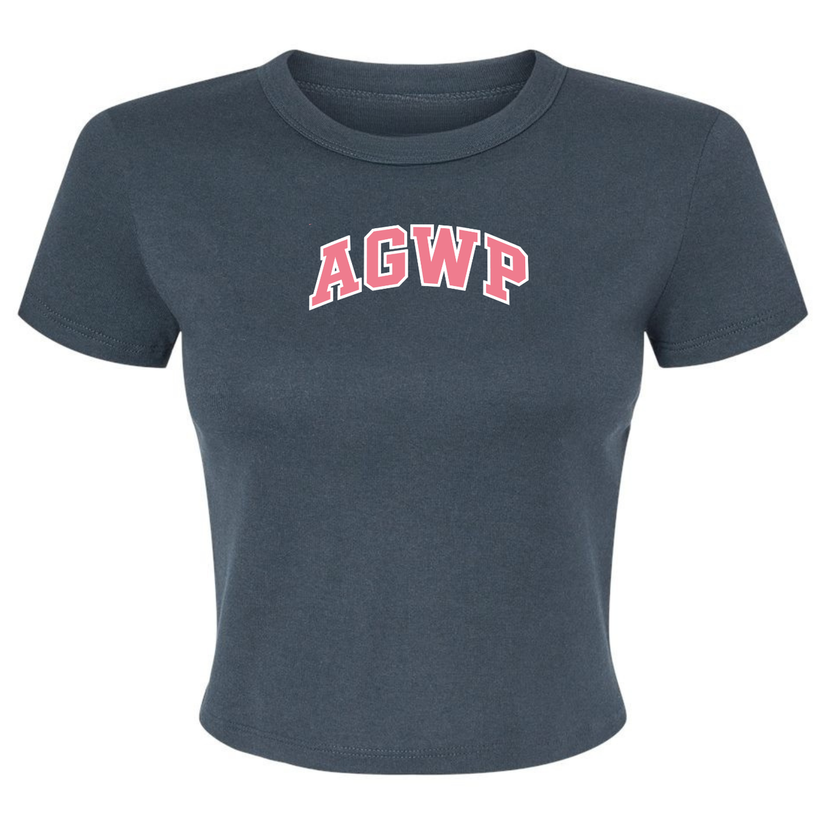 Women's Micro Rib Baby Tee AGWP Pink Logo - Vintage Navy