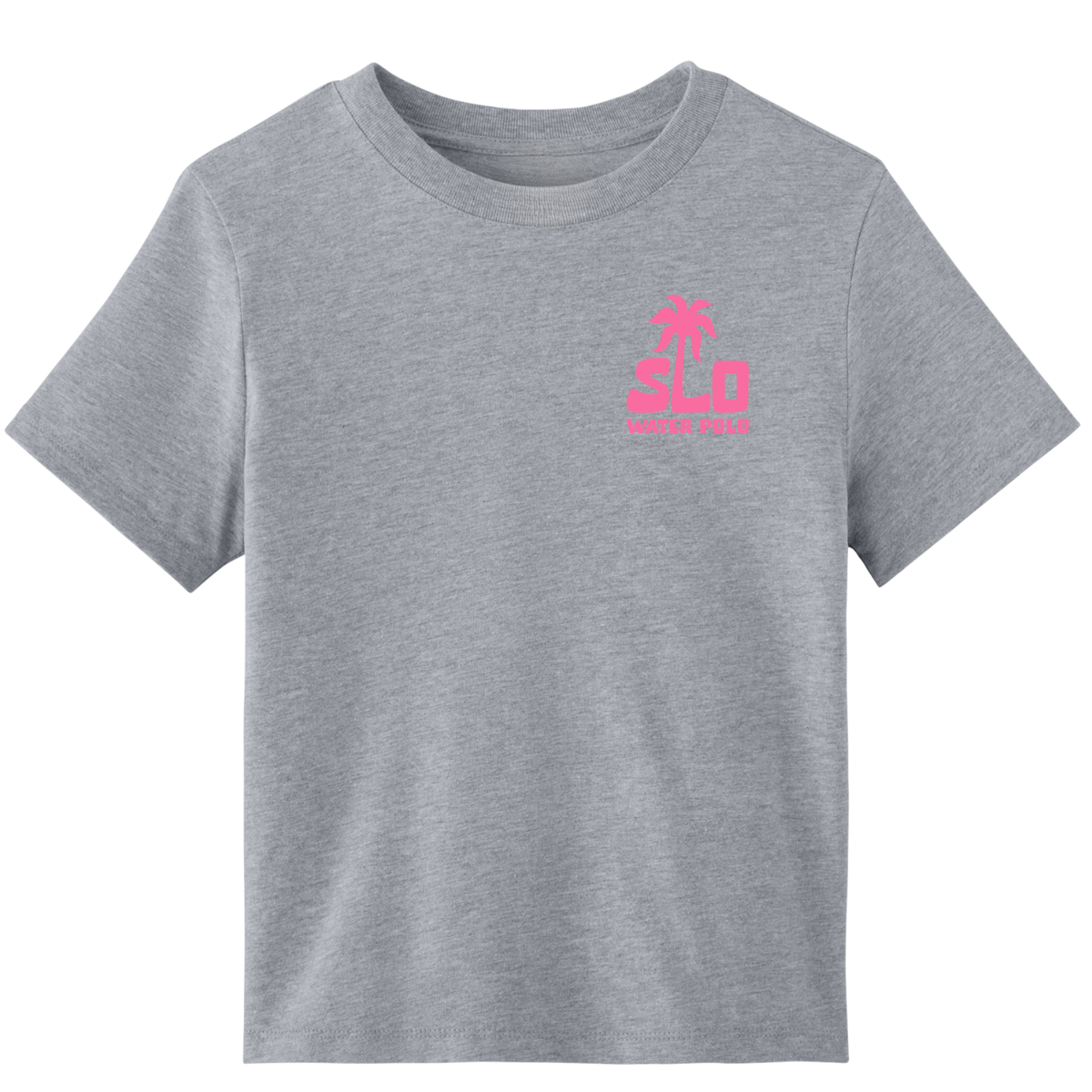SLO Water Polo Pink Palm Tree Women's 6 oz. Heavyweight Tee - Heather Grey