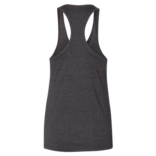 Women's CVP White Logo Racerback Tank Top - Heather Black