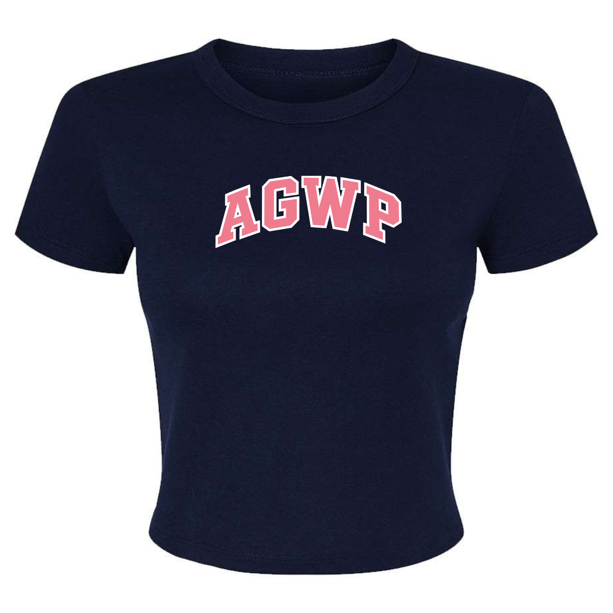 Women's Micro Rib Baby Tee AGWP Pink Logo - Navy