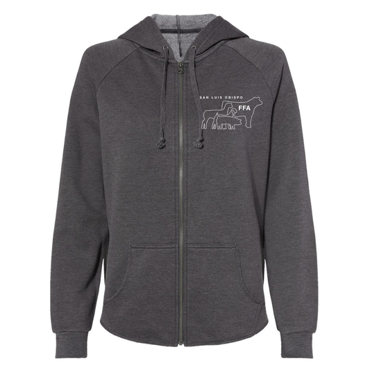 Women's SLO FFA Wave Wash Zip Up Hoodie - Shadow
