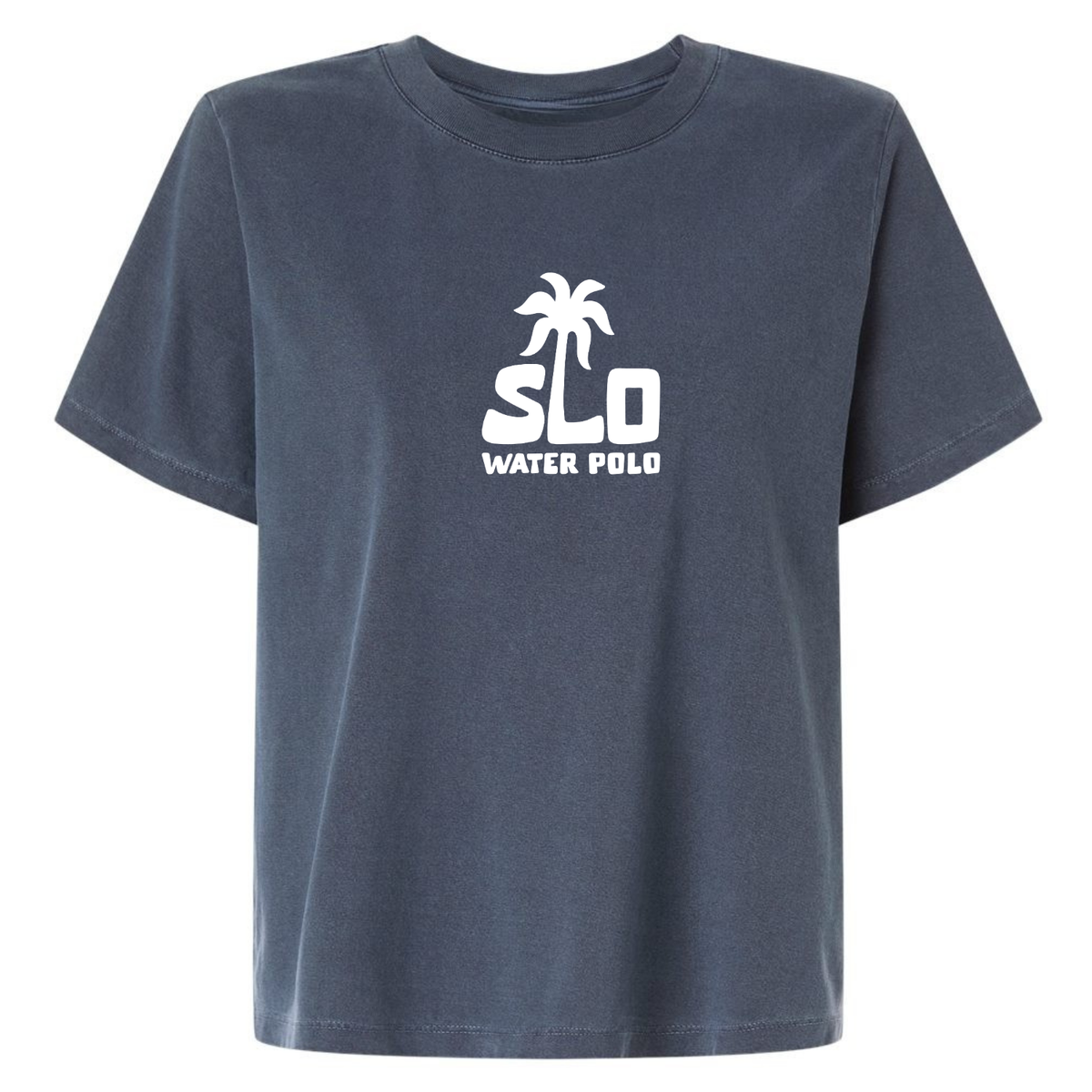 SLO Polo White Palm Women's 6 oz. Garment Dyed Heavyweight Tee - Vintage Navy