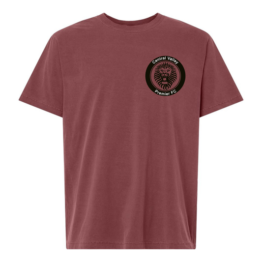 Unisex CVP Heavyweight Garment-Dyed Tee Black Logo - Washed Maroon