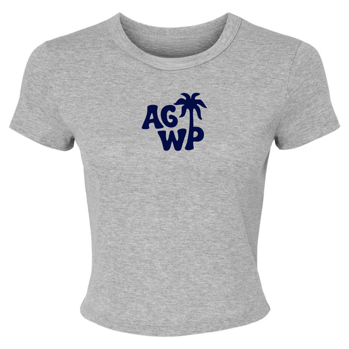 Women's Micro Rib Baby Tee AGWP Blue Palm Tree Logo - Athletic Heather