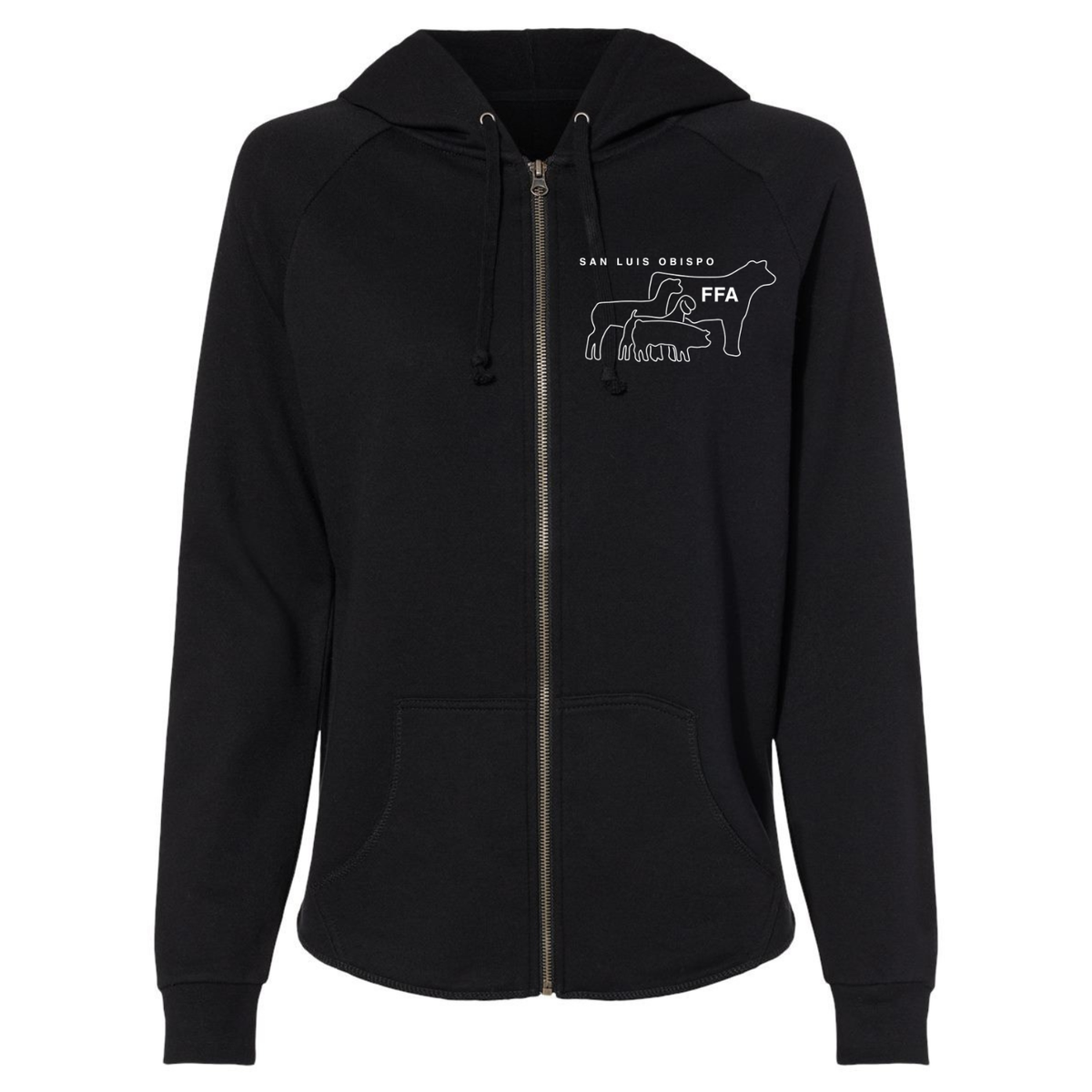 Women's SLO FFA Wave Wash Zip Up Hoodie - Black