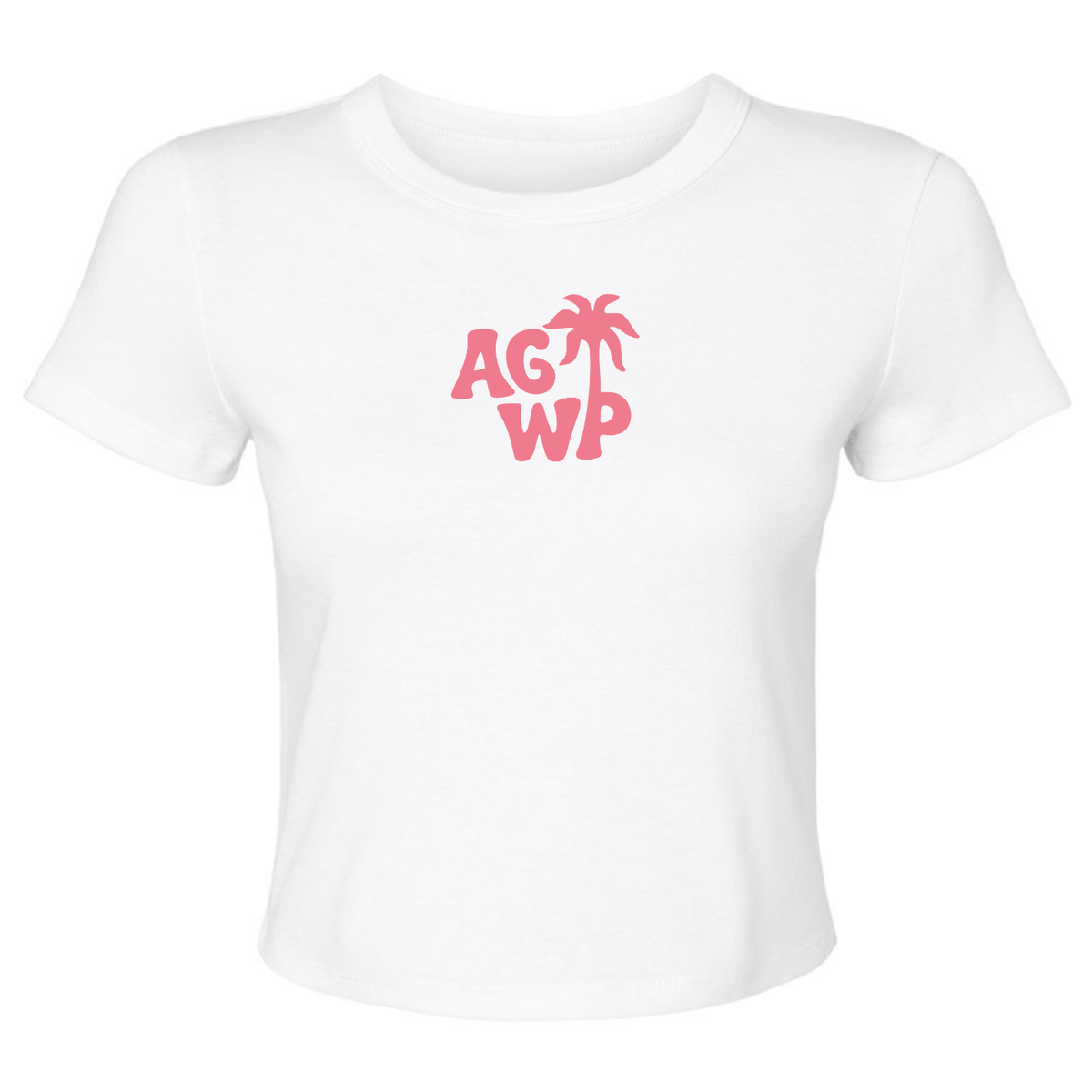 Women's Micro Rib Baby Tee AGWP Pink Palm Tree - White
