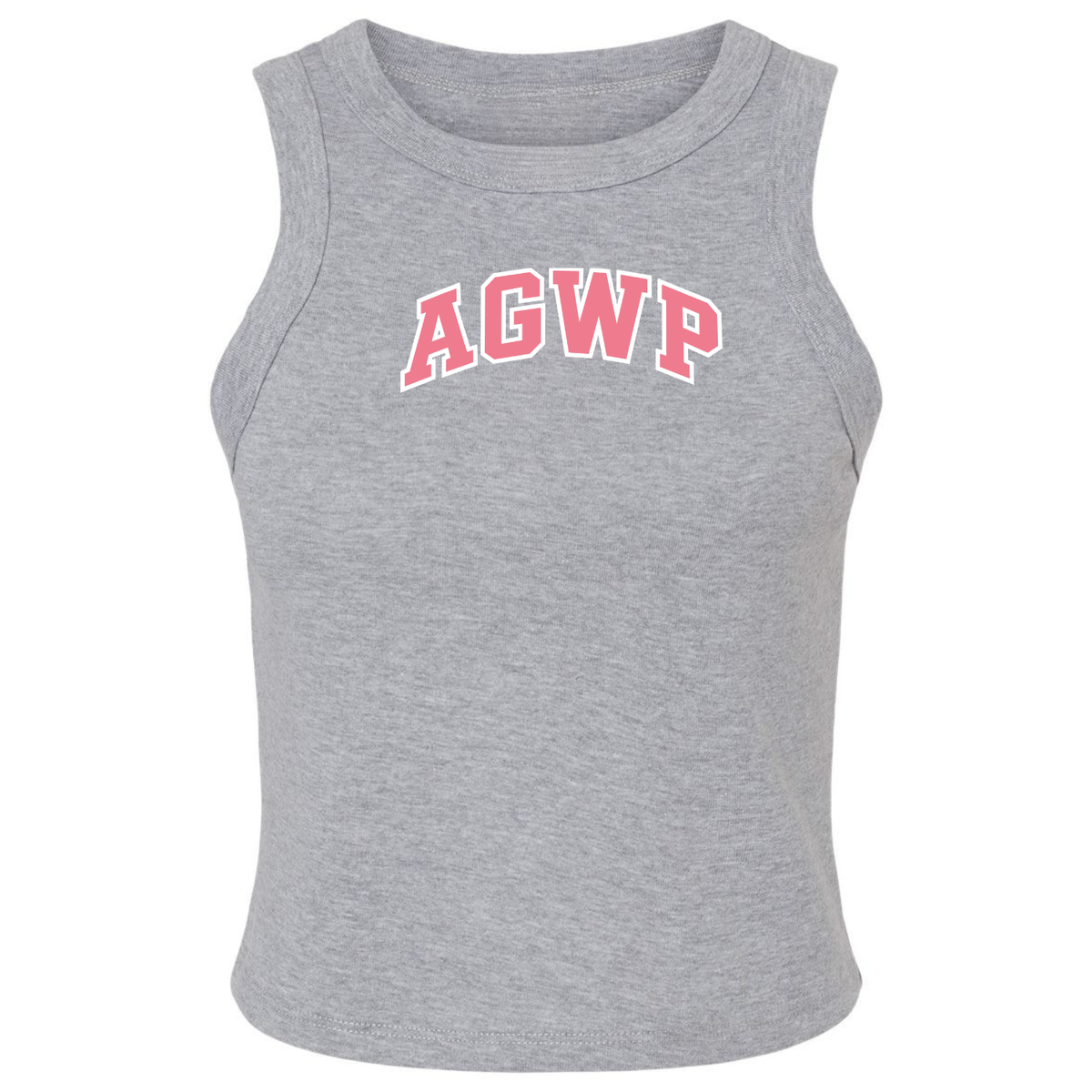Women's Micro Rib Racer Tank AGWP Pink Logo - Athletic Heather