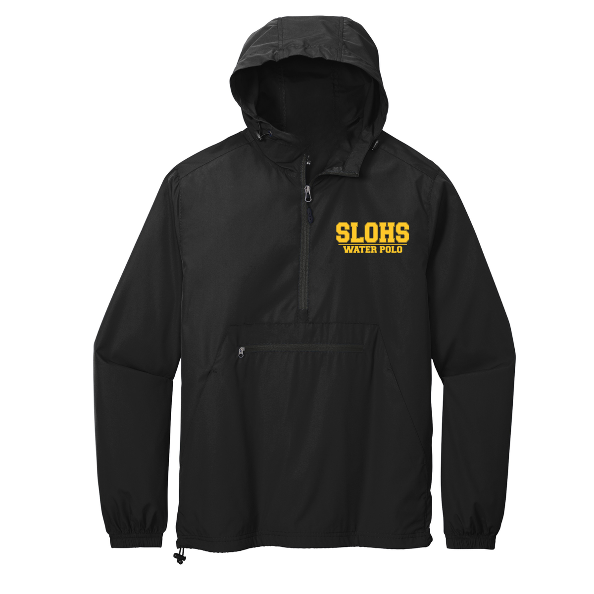Water Resistant SLOHS Polo Packable Anorak - Black