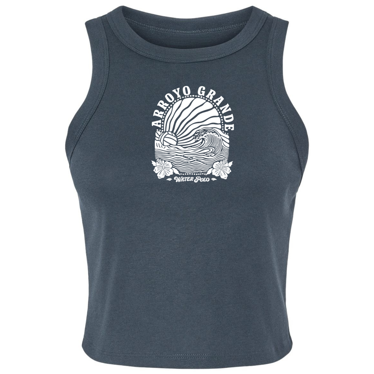 Women's Micro Rib Racer Tank AGWP White Sun Rays - Vintage Navy