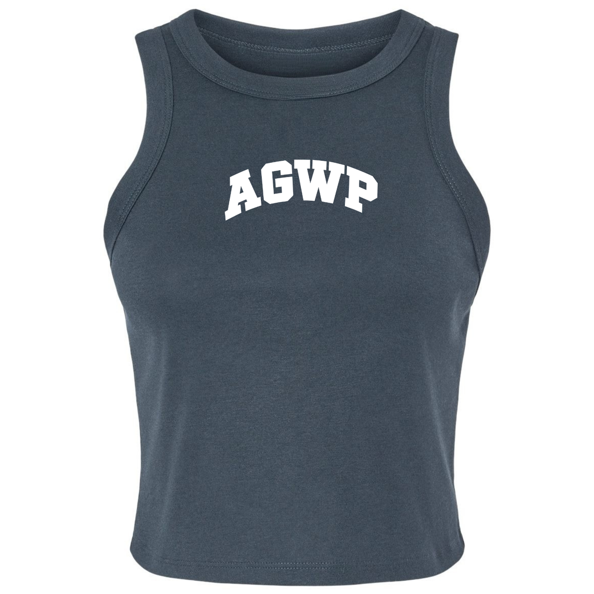 Women's Micro Rib Racer Tank AGWP White Logo - Vintage Navy