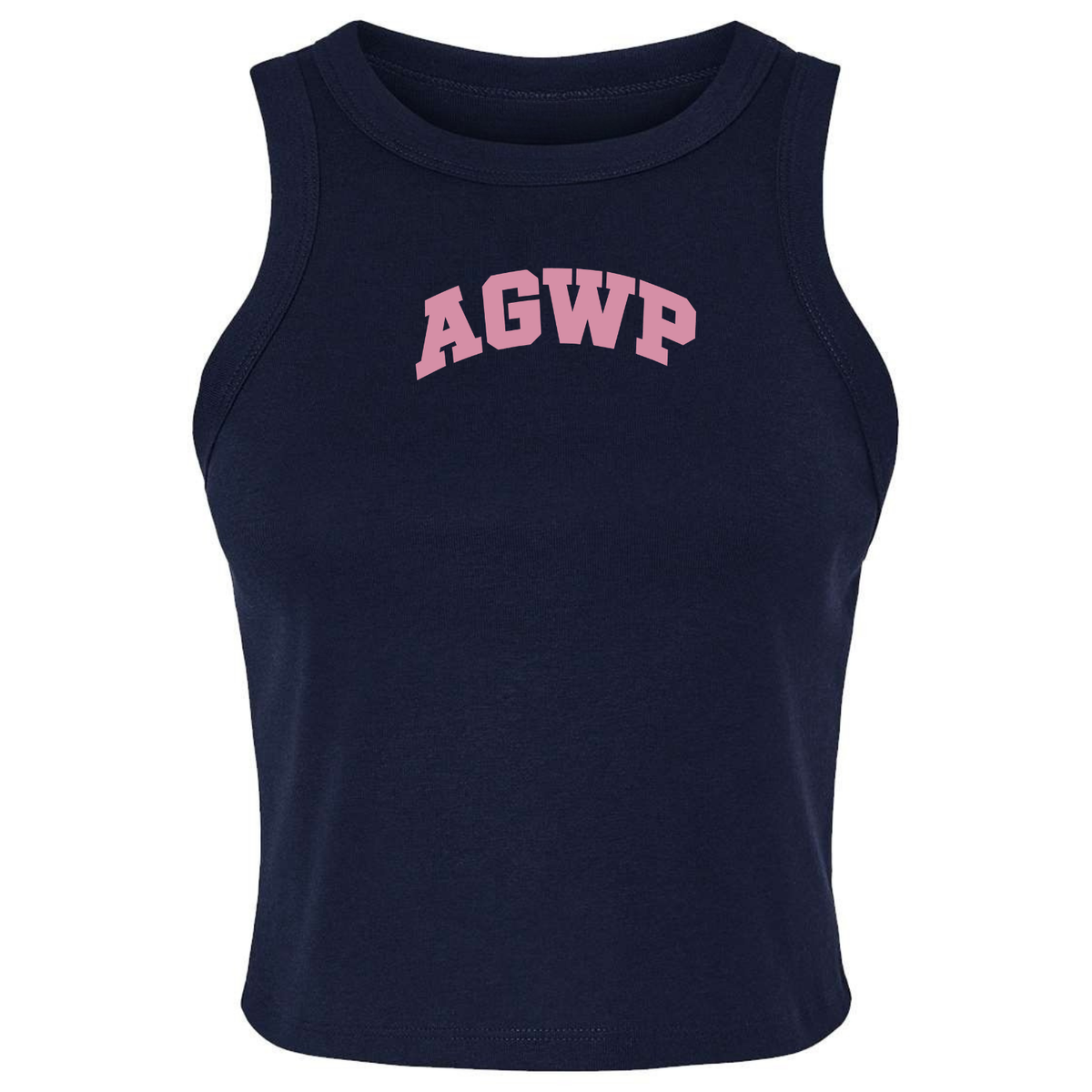 Women's Micro Rib Racer Tank AGWP Pink Logo - Navy