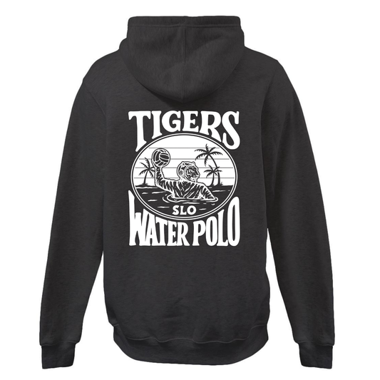 SLO Polo Tiger (white ink) Rugger Cut Neck Hoodie - Black