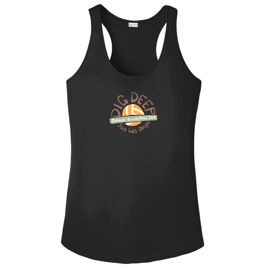 Women's Dri Fit Dig Deep Volleyball Circle Logo T-Back Tank - Black