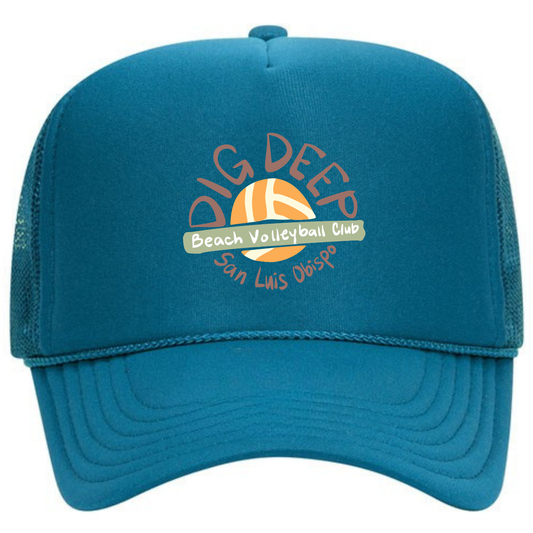 Dig Deep Circle Logo Foam Trucker  - Turquoise